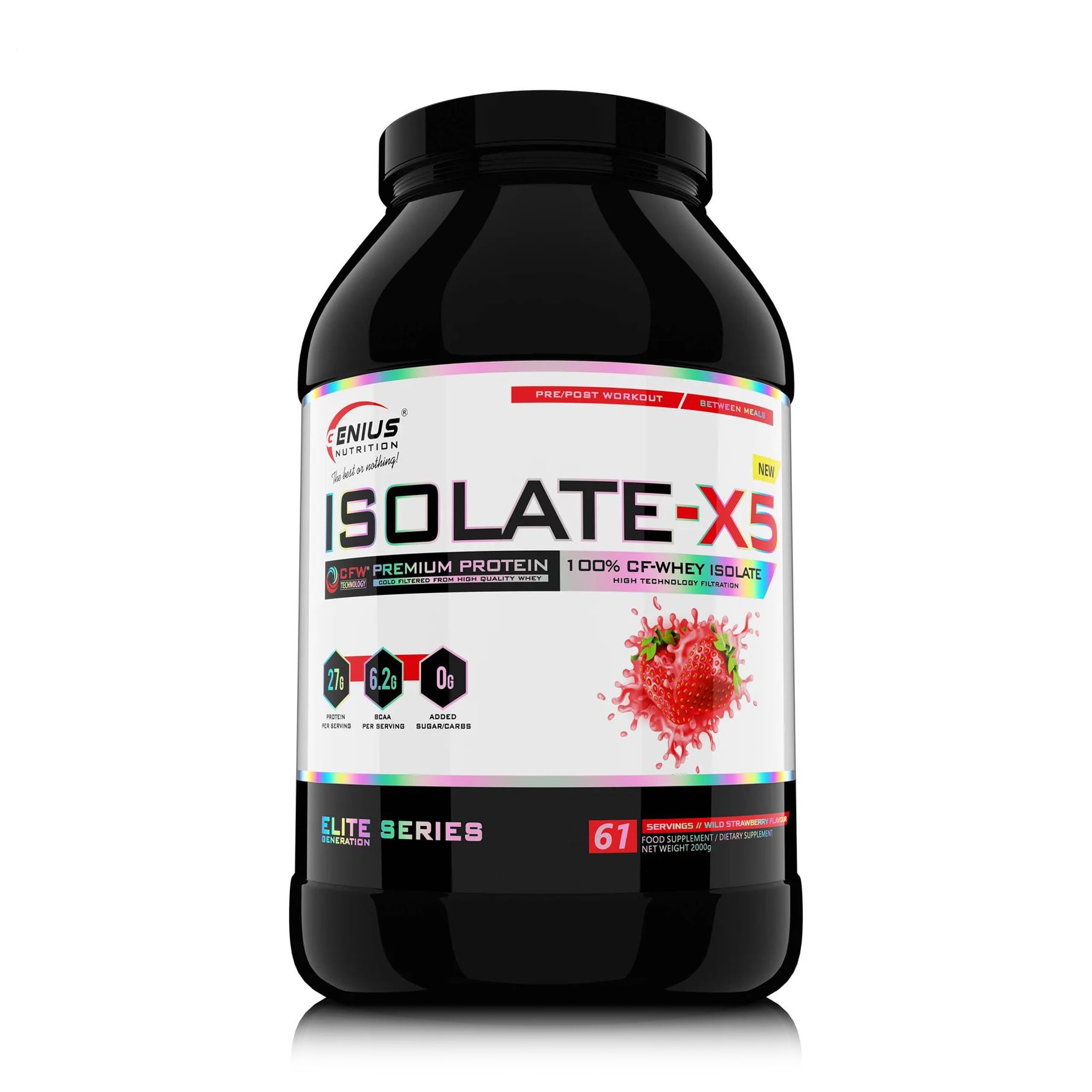 Протеїн Genius Nutrition Isolate-X5 Суниця, в порошку, 2 кг